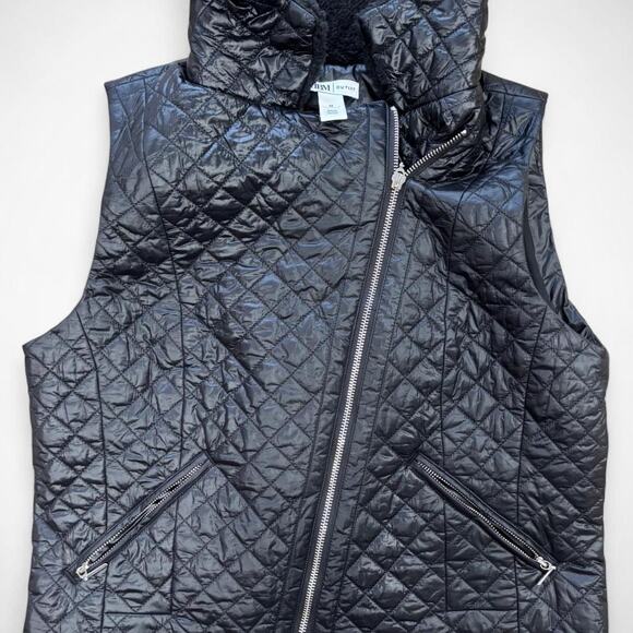 WHBM Black Quilted Faux Shearling Vest (Size M) - Picture 1 of 8